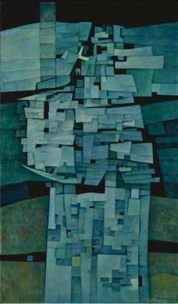 Composición abstracta en tonos azules de Gunther Gerzso